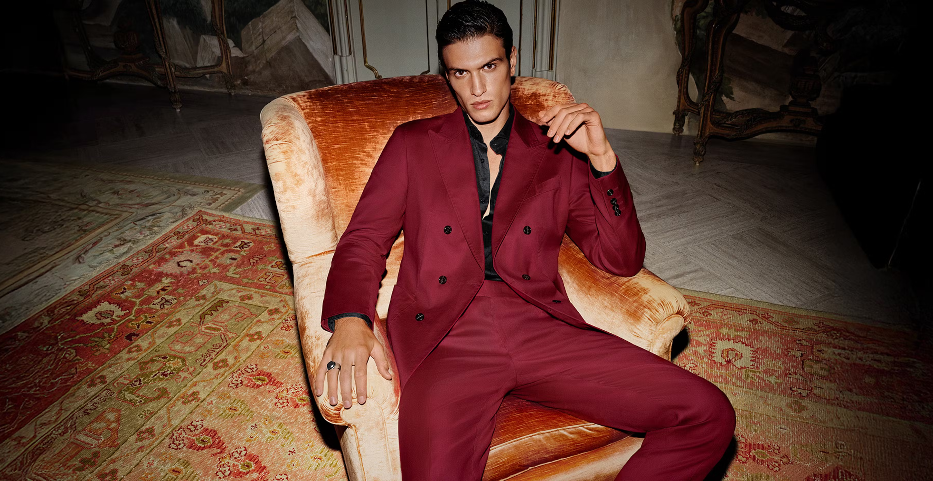 joop gentleman with red double-breasted suit