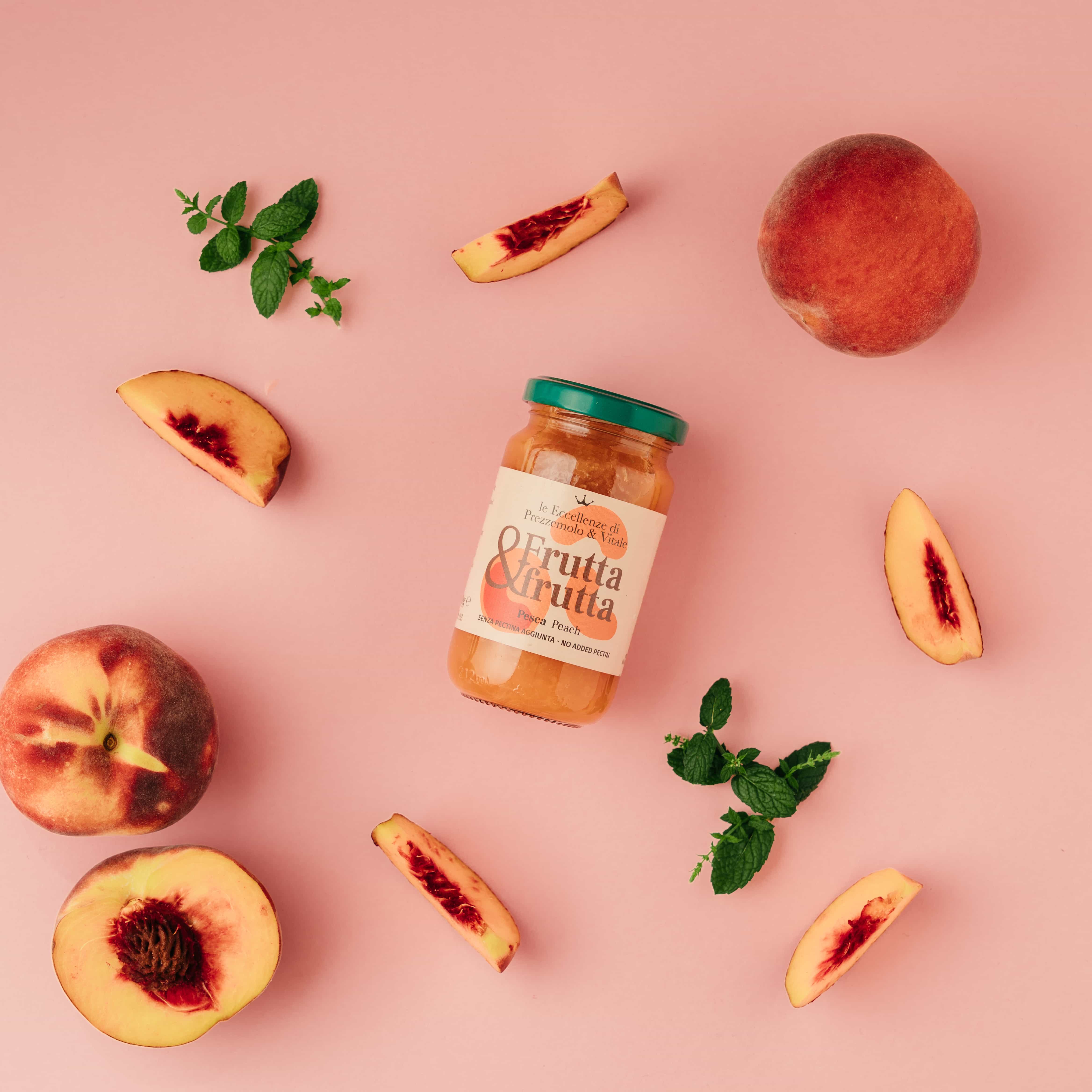a top down photo of a peach jam