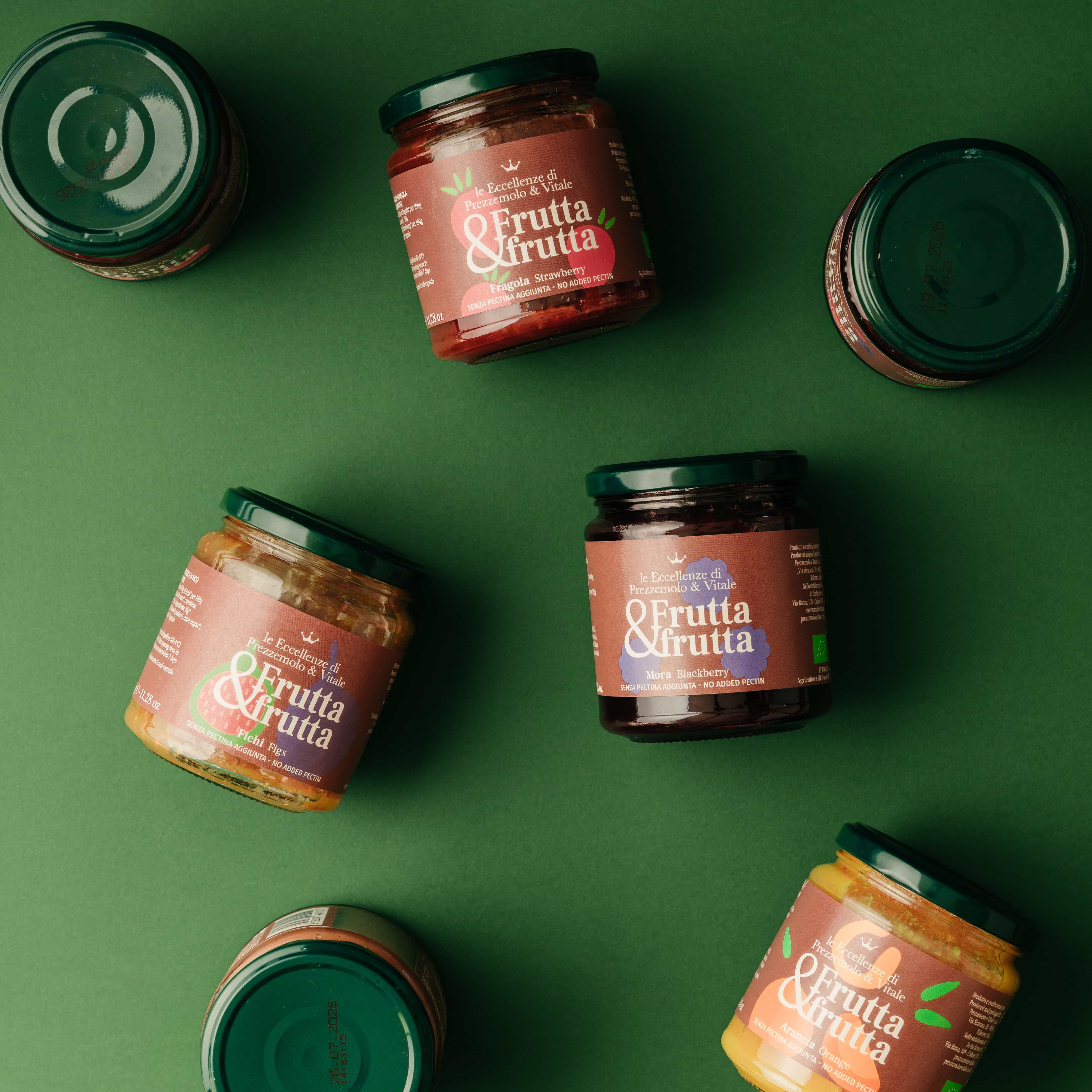 a top down photo of a series of jams